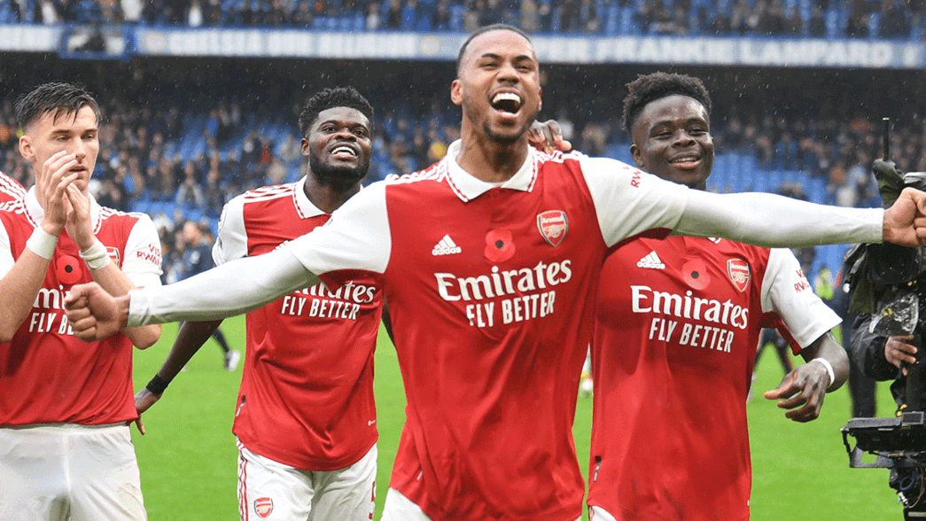 Gabriel celebrates beating Chelsea